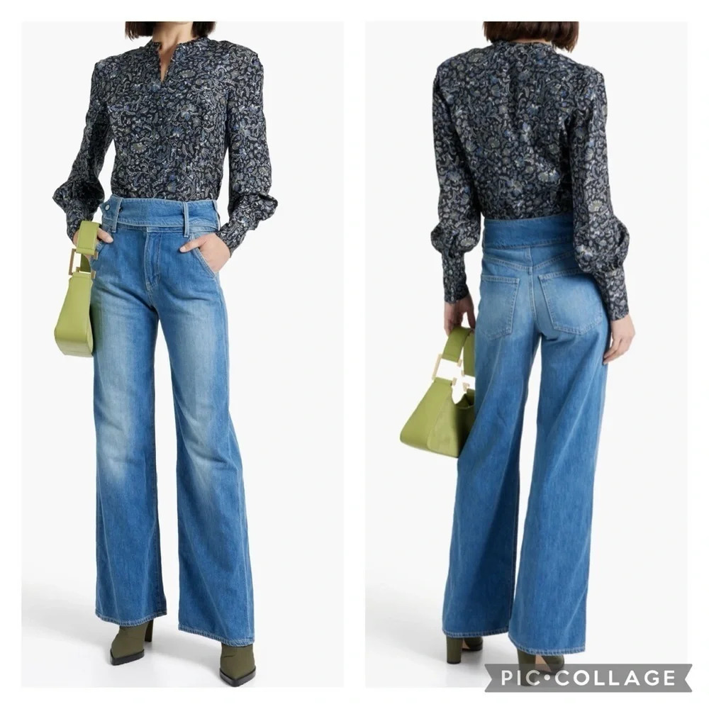 Veronica Beard Drela Floral Print 100% Silk Blouse 2‎